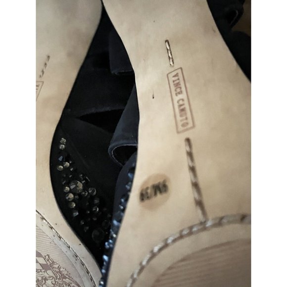 VINCE CAMUTO JOELLA Black Suede Embellished EVENING Sandals 9 - Picture 8 of 10